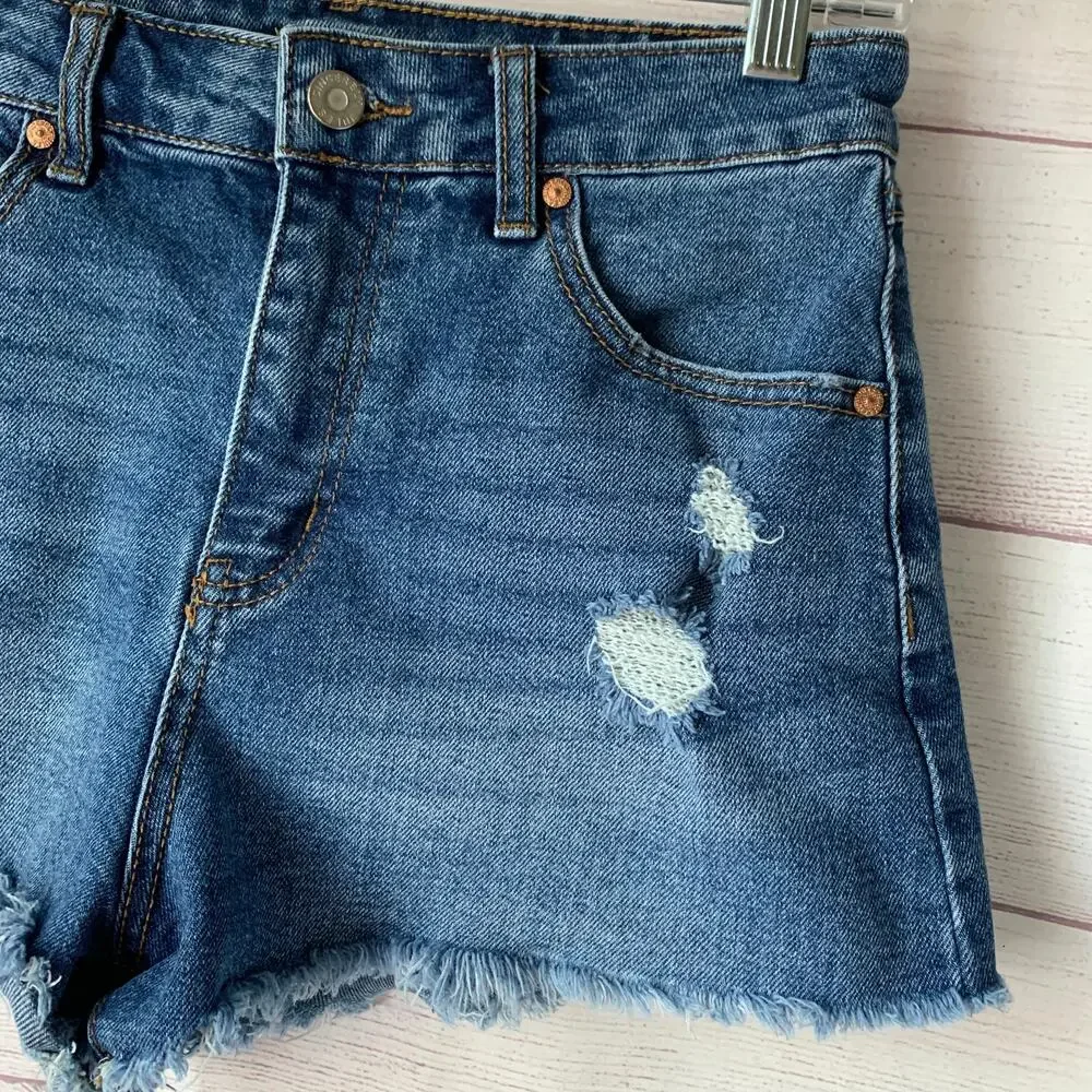 Sincerely Jules Denim Blue Jean Cutoff Shorts Distressed Medium Wash Size 7/28